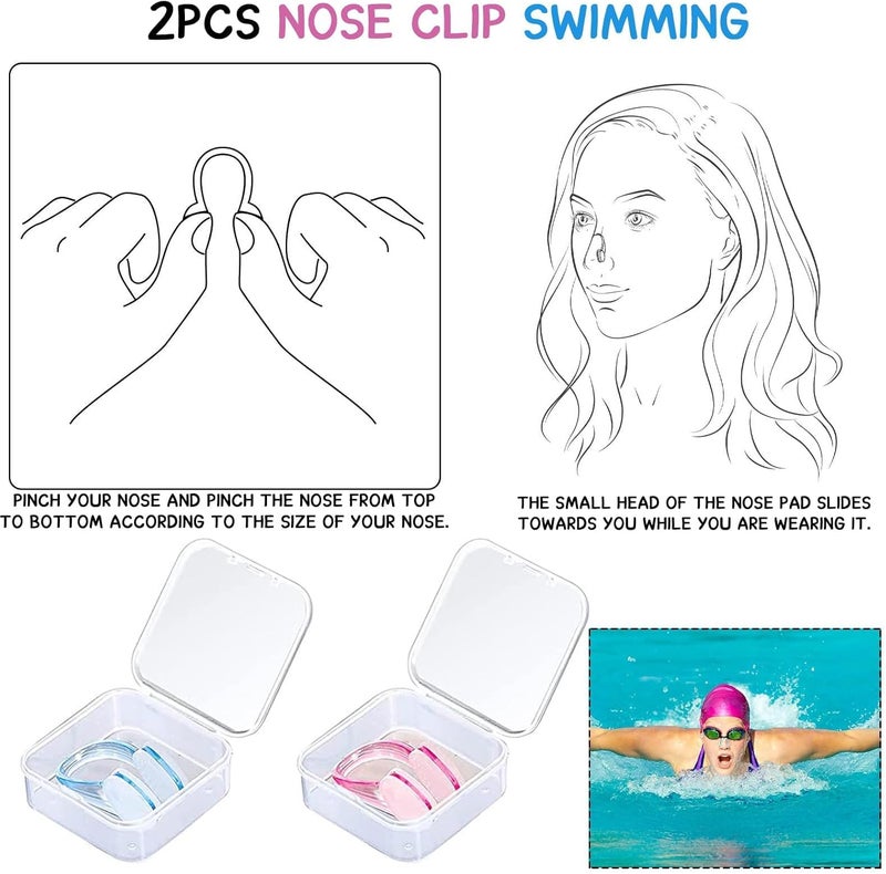 DreamAug Swimming Nose Clips 2-Pack – Soft Silicone Waterproof Nose Plugs with Storage Cases, Non-Slip & Comfortable Fit for Adults, for Pool Training & Water Sports(Blue, Pink) - Image 4